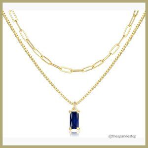 Gold Plated Cubic Zirconia Pendant Necklace Set, Adjustable Length